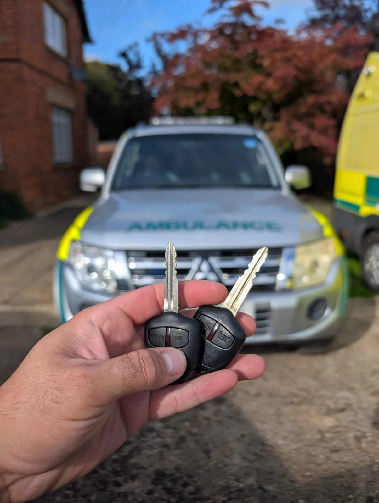 Two Mitsubishi Shogun keys freshly programmed on-site at Whilton Mill — spare key added, both tested