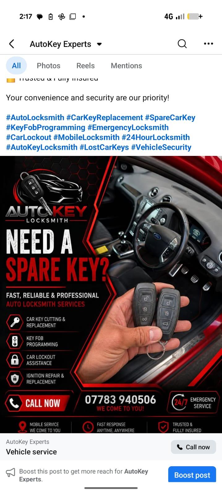 Auto key expert completing a callout job